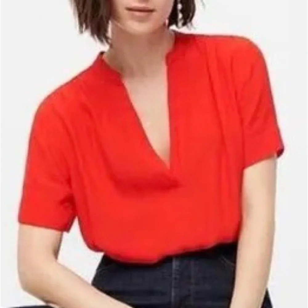 J. Crew Drapey Band Collar Popover Top in Bright Cerise Size S - Picture 2 of 11
